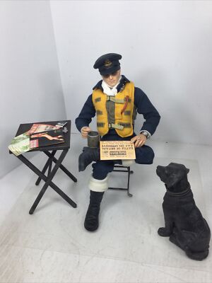 1/6 CUSTOM WW2 RAF PILOT BATTLE OF BRITAIN DIORAMA + DOG CHAIR TABLE & EXTRAS