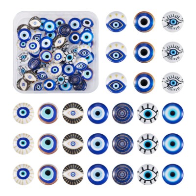 JulieWang 60pcs 12mm Mixed Color Glass Cabochons - Dome Round Flatback Settings For Jewelry Making, Taxidermy Eyes - View #5