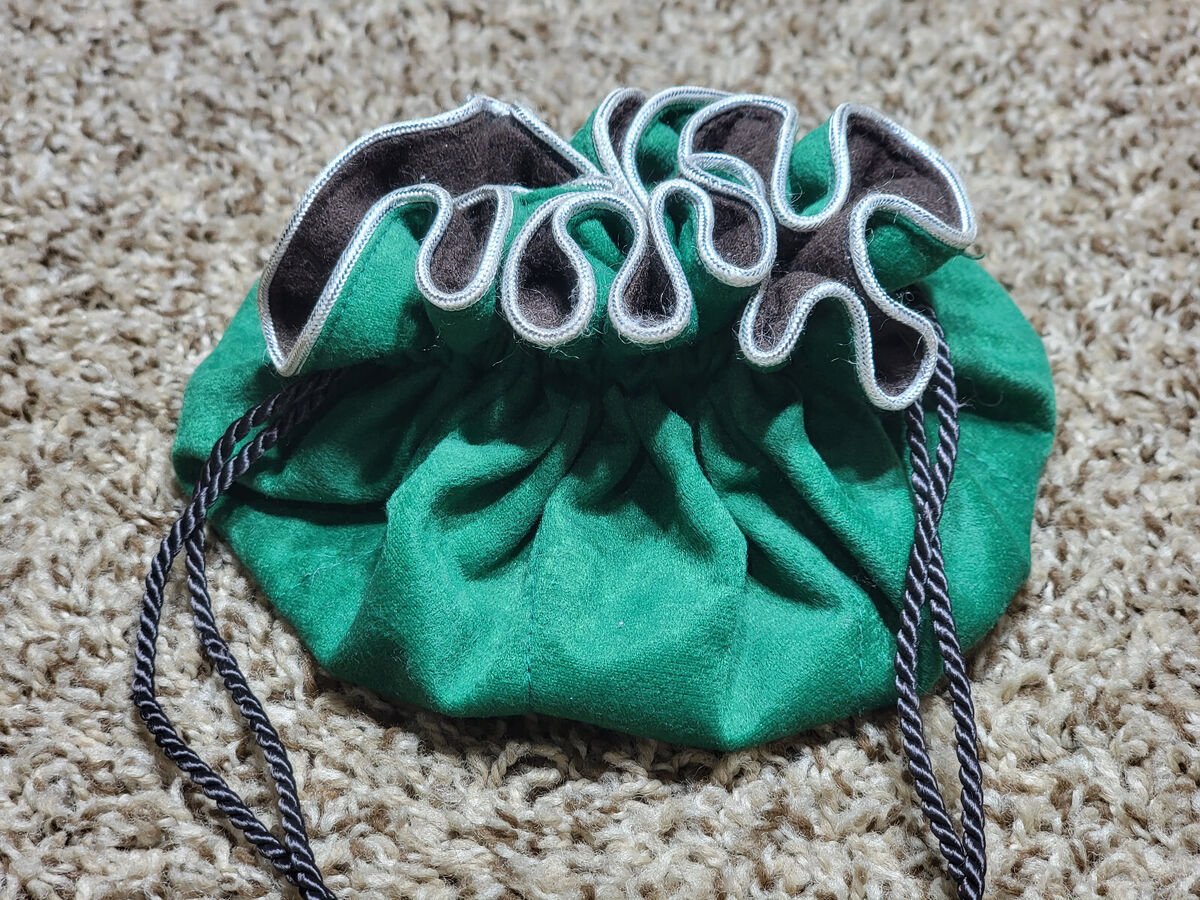 vintage velvet travel jewelry bag drawstring 8 pocket Green
