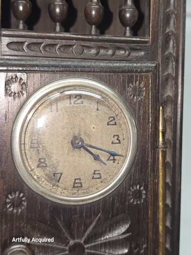Antique French doll Miniature Breton Brittany Clock in Chestnut - Picture 20 of 21