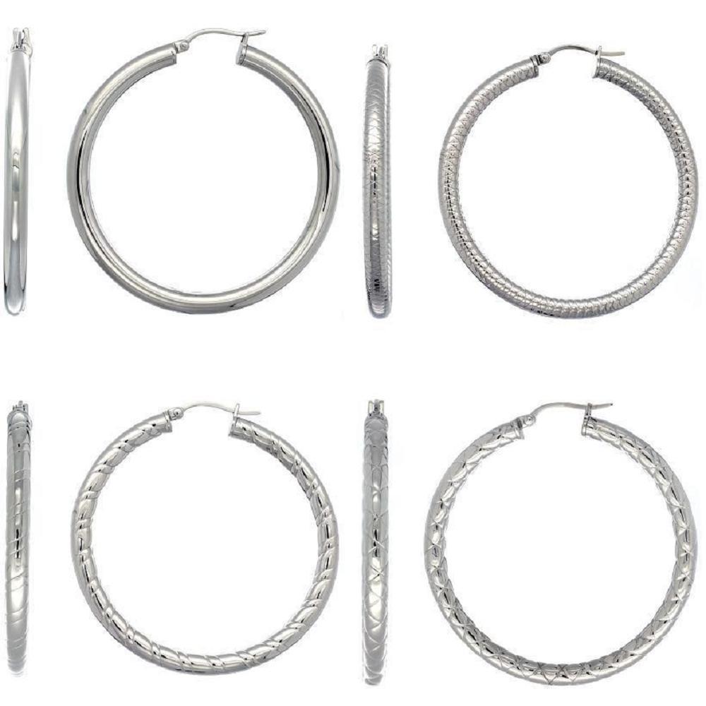 Stainless Steel 2inch Round 4mm Tube Large Hoop Earrings eBay