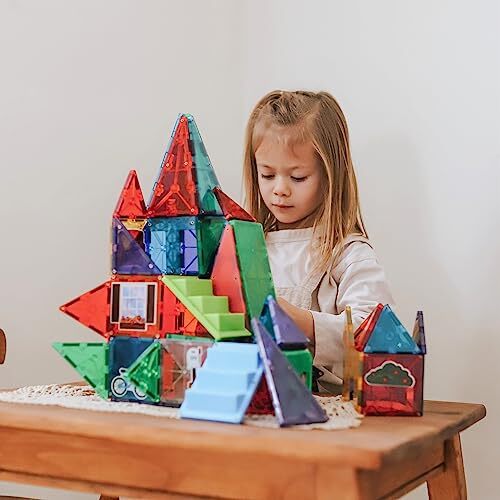 MAGNA TILES Casa Set 28 Pezzi Blocchi Costruzioni Magnetici Multicolore per Bambini - Foto 3 di 8