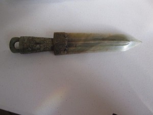 1 Chinese Green Jadeite [S.G.= 3.28] Dagger/Knife death mask, after-life item