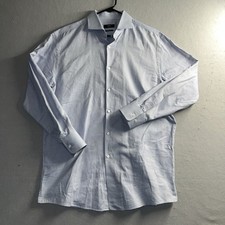 Boss Hugo Boss Mens Blue Grid Cotton Button Down Shirt Size 17 32/33