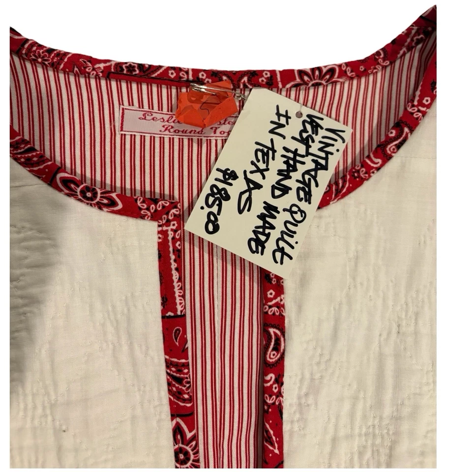 Винтажный стеганый жилет ручной работы TX от Leslie Kristen Western Americana народное искусство SM - Изображение 4 из 4