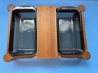 Corning Party Server II Pyrex 1.5QT Loaf Dishes Wood Cradle Cutting Board VTG
