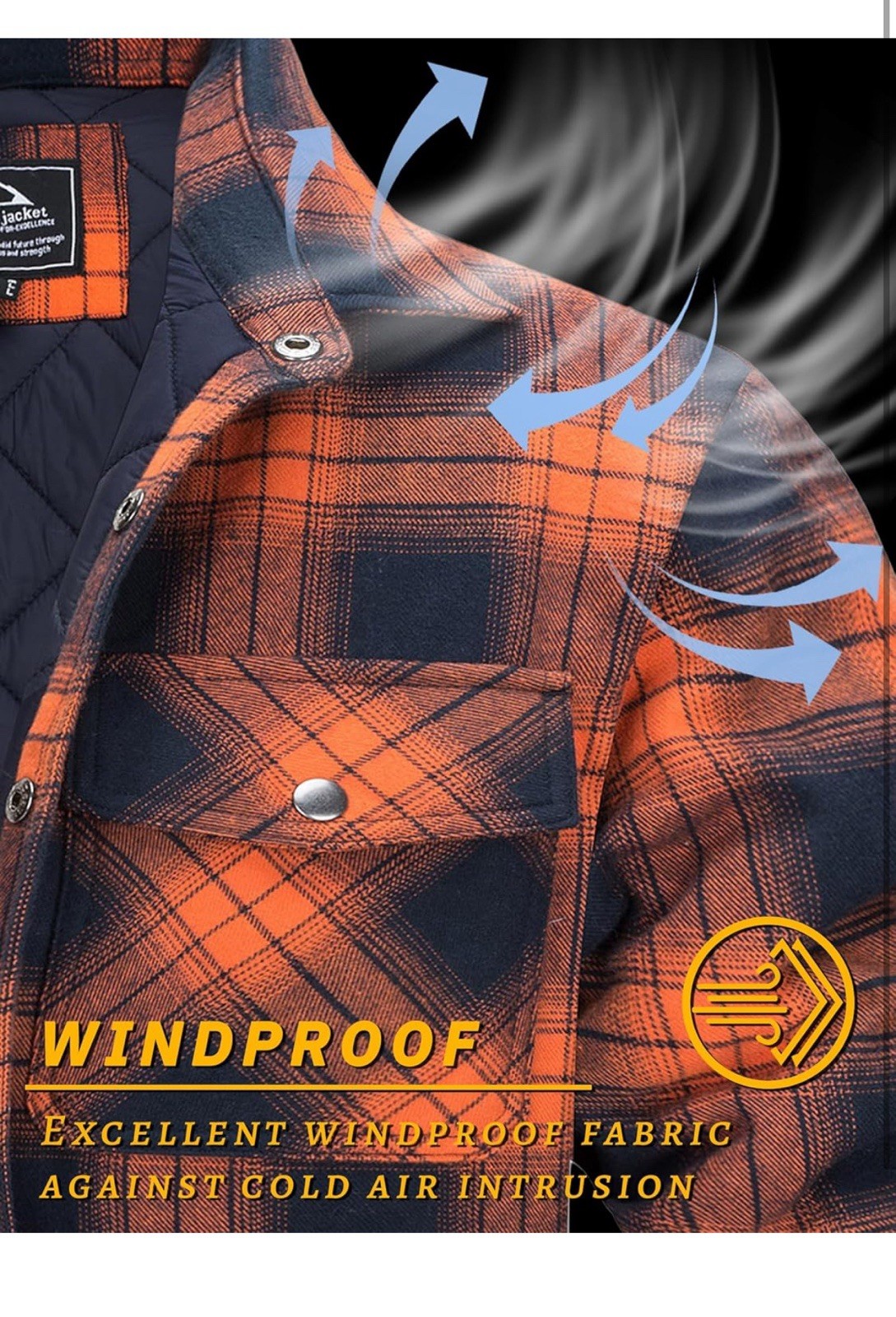 Tacvasen Tactical Outdoor Flannel Shirt Jacket Men’ Quilted Lined Plaid XL