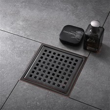6 Inch Square Shower Floor Drain with Flange Oil Rubbed Bronze Stainless Steel