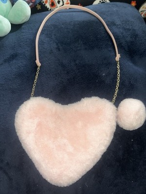 deb & dave Pink Heart Shoulder Bag Pom Pom Chain Strap Gold Hardware Party