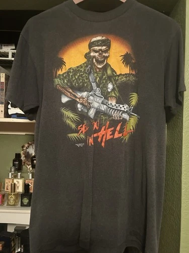 3D Emblem See You In Hell Skull Grunge War Single St Vintage vintage concert t-shirt, vintage, size L, single stitch, B+ condition