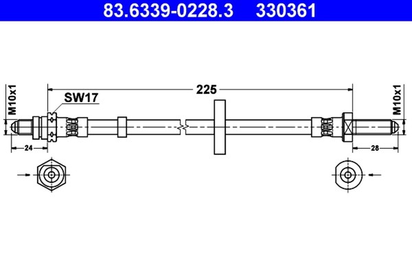 Bremsschlauch ATE 83.6339-0228.3 FüR Ford Escort 4 GAF AWF Abft Orion 2 AFF 3 1-image