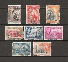 GOLD COAST - 1952-54 USED QUEEN ELIZABETH II PARTIAL SET - SCOTT 148/156 - G25