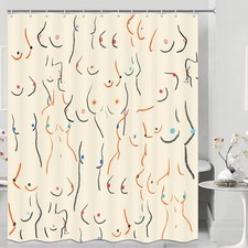 Funny Nude Female Body Shower Curtain with Hooks