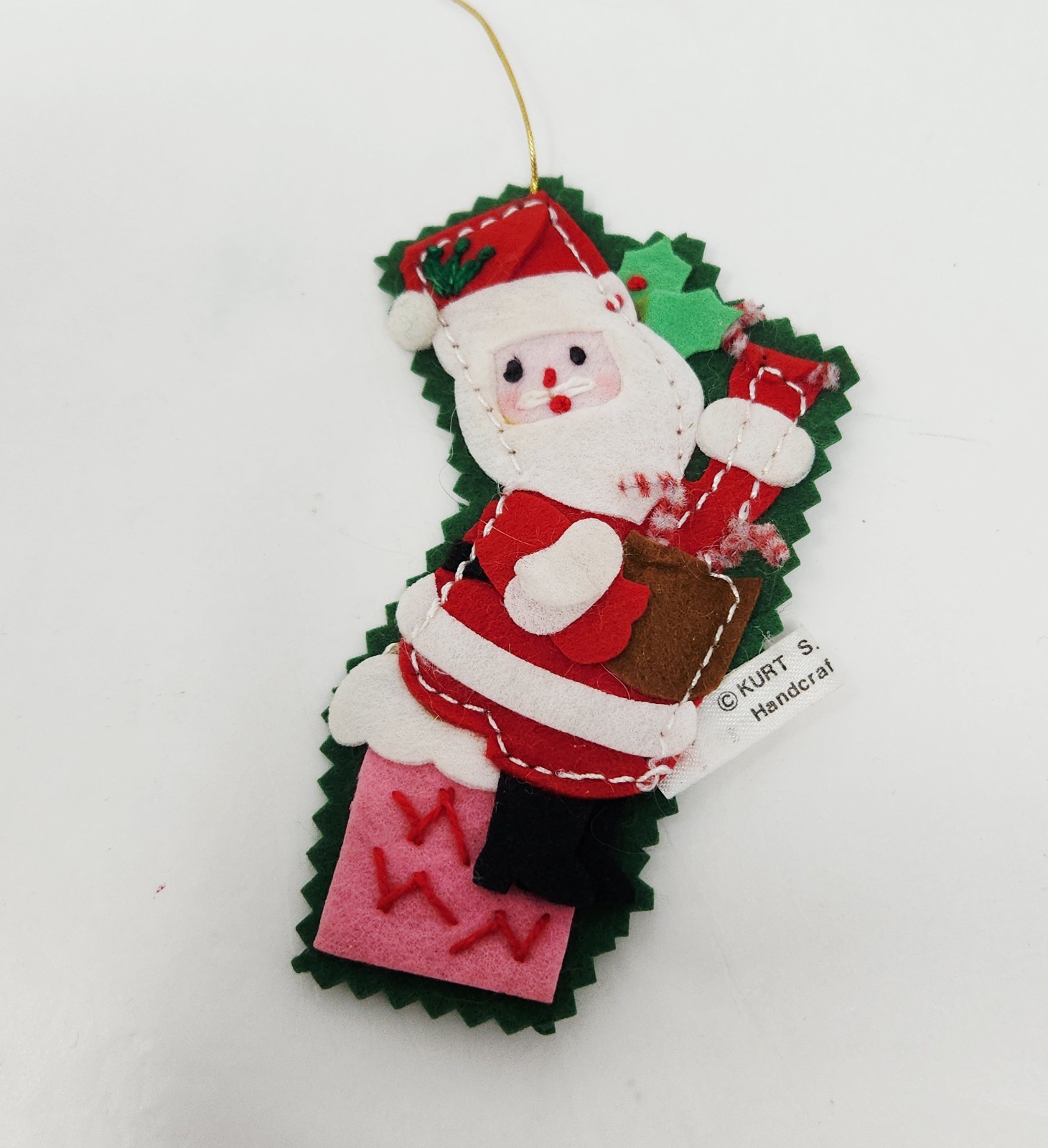 Vintage LOT Felt Sequin Christmas Ornaments incl. KURT S ADLER Santa 