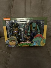 NECA TMNT Teenage Mutant Ninja Turtles & Slash Leatherhead 2 Set Action Figure