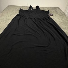 Ava & Viv Halter Maxi Dress Women 2X Black NEW Smocked Back Slub Knit Boho