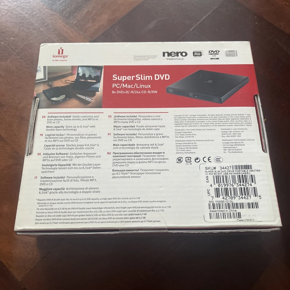 NIB Iomega Super Slim DVD - Portable/External Writer - DVD RW / CD RW - USB 2.0 - Image 2 of 4