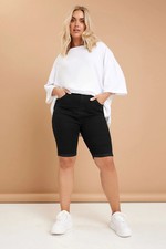 Yours Curve Women's Plus Size Turn Up Denim Shorts