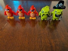 LEGO Angry Birds, Lot Of 5 Figures, Biker,Pirate Pig And Three Birds Some Wear