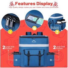 Food Delivery Backpack with 4 Pockets, Blue 14"x12"x14"