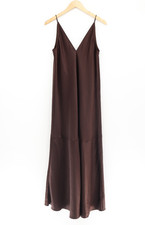 Madewell Women's Satin Slip Maxi Sleeveless Elegant Dress Dark Carob Brown Sz 8