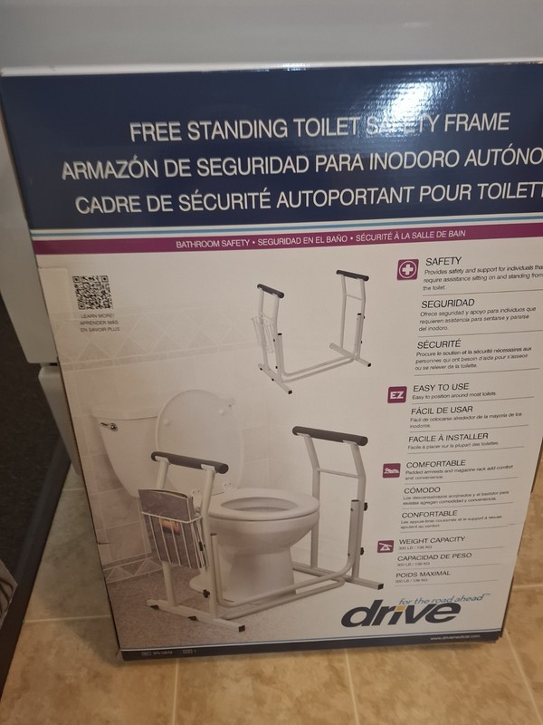 Drive RTL12079 Free Standing Toilet Safety Frame Adjustable Padded Armrests