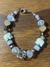 White Elephant Beaded Bracelet Caged Bead