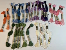 DMC Embroidery Thread Skeins Lot of 28 Blue Pink Purple Green White Orange