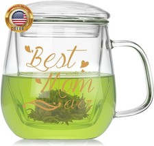 Glass Tea Cup 17.6Oz, 'Best Mom Ever' Mother'S Day Cup with Gift Box, Perfect fo
