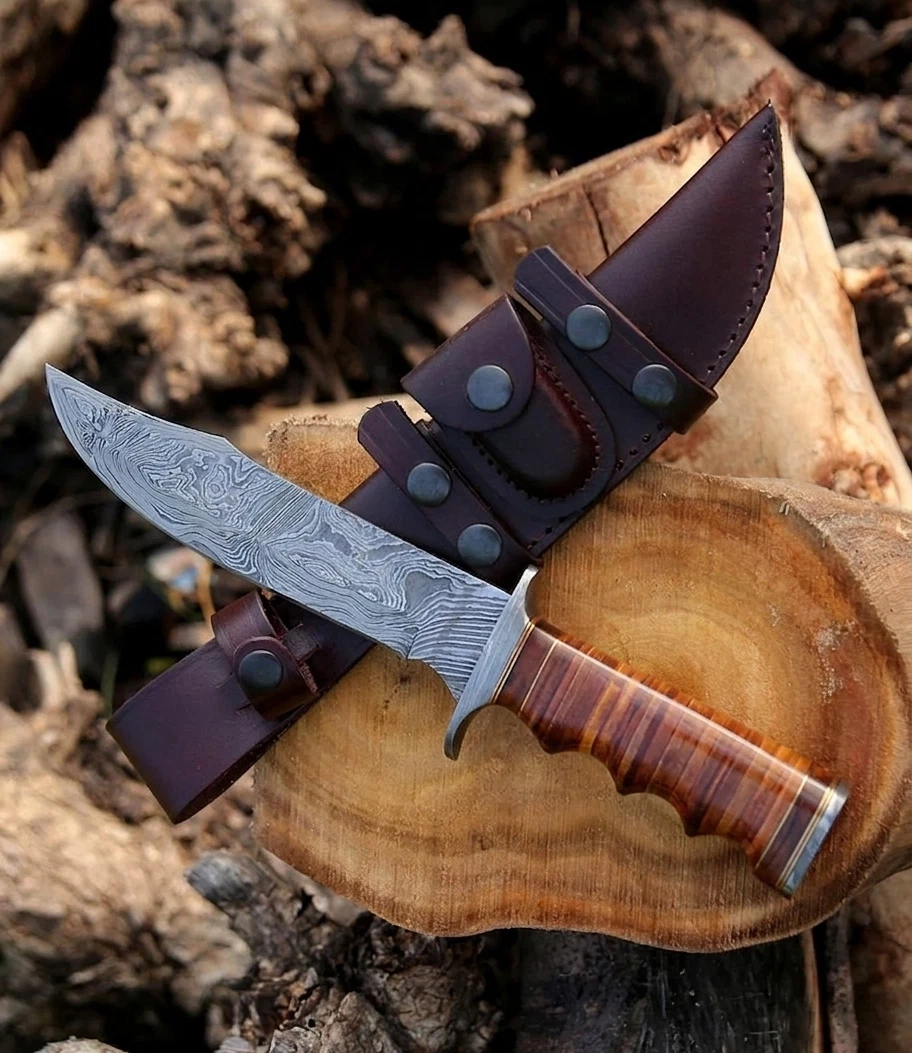 Custom Handmade Damascus Steel Blade Tactical Bowie Knife| Hunting Knife Camping
