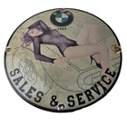 Vintage BMW Sign - Motorcycle Gas Pump Service Auto Porcelain Sign