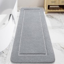 LOCHAS Bathroom Rugs, 24" x 60" Long Bath Mat Non Slip, Grey