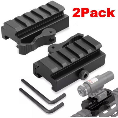 2 Pack 5-Slot Quick Release Detach QR QD 1/2'' Riser Mounts for Picatinny Rails