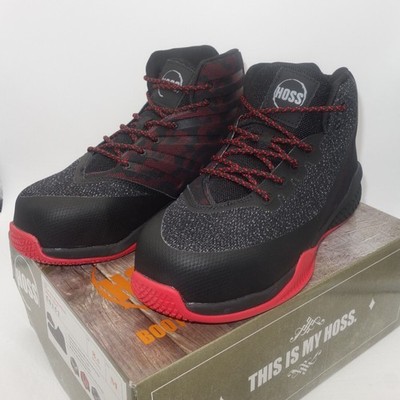 NEW Hoss Boots Rim Fly Black Red High Top Composite Toe Slip Resistant Men's 8.5