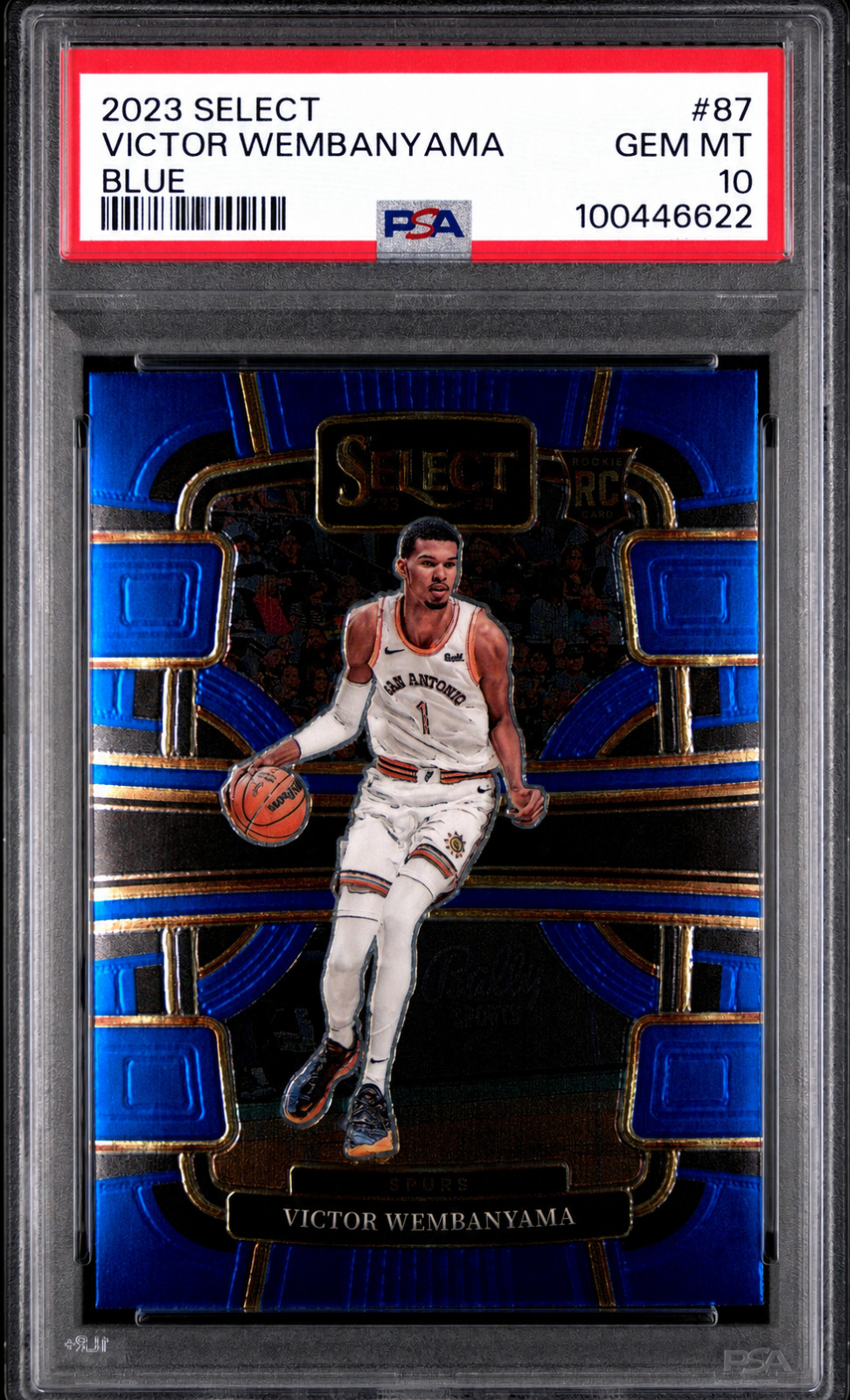 Victor Wembanyama 2023-24 Panini Select Blue Concourse RC PSA 10 Spurs Rookie view 1