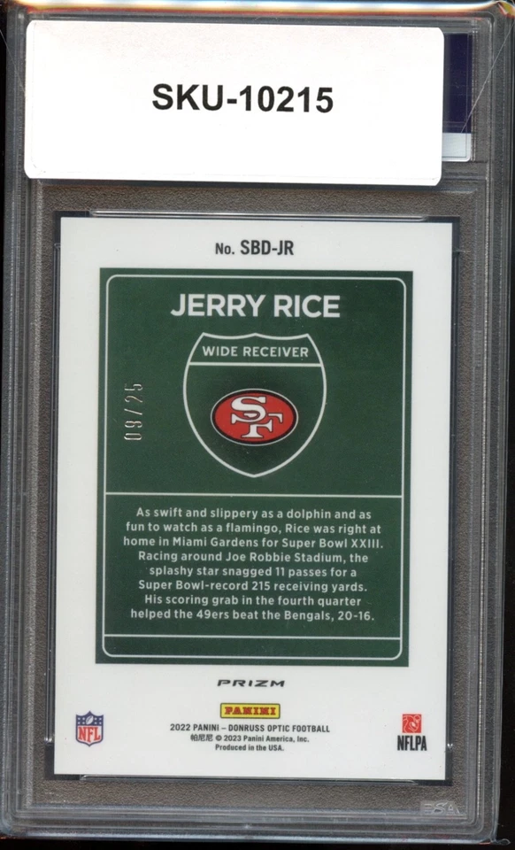 Donruss Optic Jerry Rice 2022 - Super Bowl Downtown - Pandora negra/25 PSA 10 Foto 2 de 2