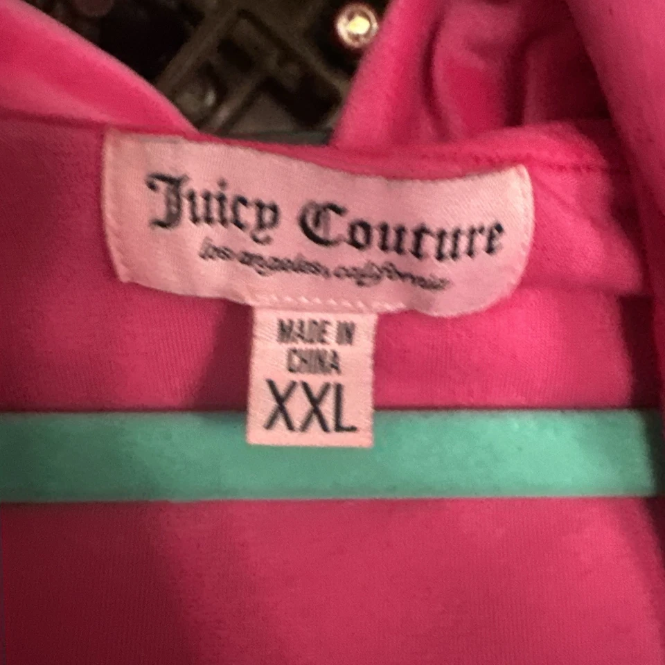 Sudadera con Capucha Juicy Couture Terciopelo Rosa Talla XL Traje de Pista Sudadera con Capucha Cremallera Completa con Bolsillos Foto 3 de 3