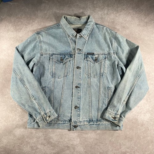 Harley-Davidson, Vintage Harley Davidson Motorcycles Embroidered Light Wash Denim Trucker Jacket