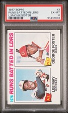 1977 TOPPS L.MAY/G.FOSTER #3 RUNS BATTED IN LDRS PSA 6