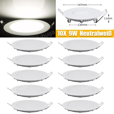 10X 9W LED Panel Einbaustrahler Einbauleuchte Deckenleuchte mit Traf Neutralweiß
