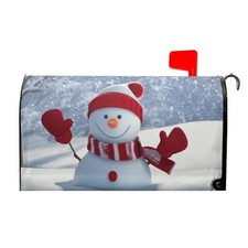 White Snowflakes Mailbox Covers Magnetic Standard Size 21x18 inch White Snowman