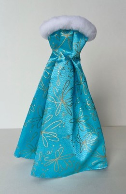 Barbie Doll Full Length Fashionista Blue Fauxfur Trim Dress