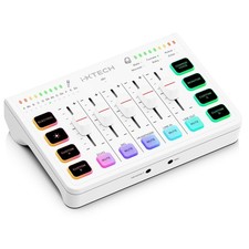 Gaming Audio Mixer 4 Channel Soundboard, Streaming RGB PC Audio Interface wit...