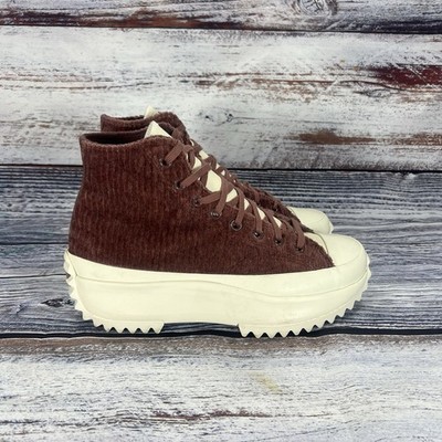 Converse Run Star Hike Corduroy Wine Platform High Top Sneakers Women s 10.5