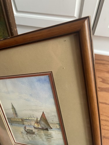 1882 Wall Art Watercolor Paper, Venice Grande Canal- Matted/ Framed ~11x13” - Picture 18 of 18