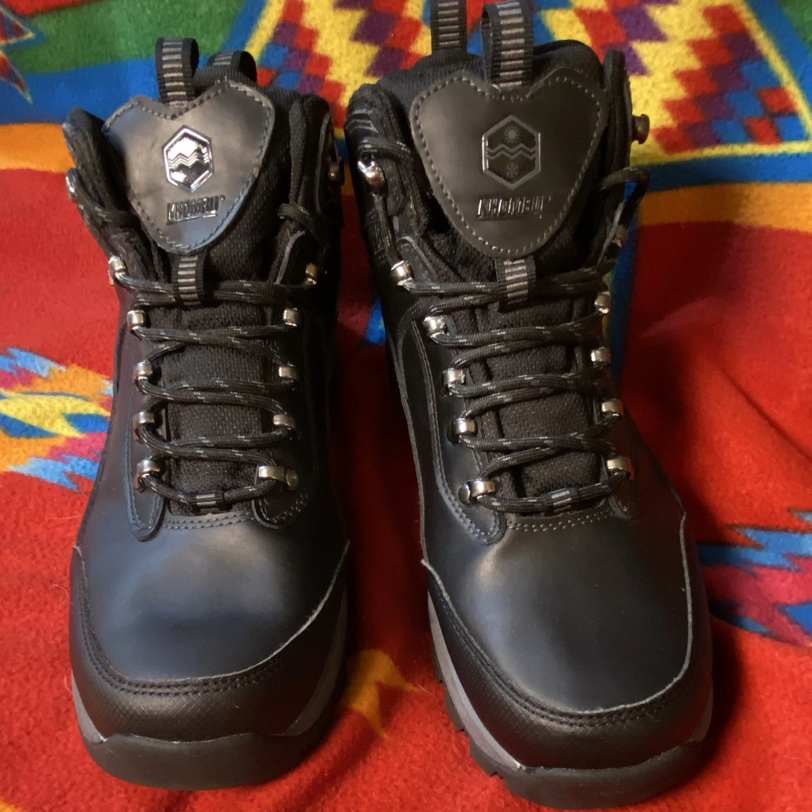 Khombu Men's Summit Hiking Boots Black Leather Lace-Up Waterproof US 10M