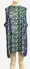 LOGO By Lori Goldstein Geometric Print Pullover Tunic Sleeveless Purple/Green 2X