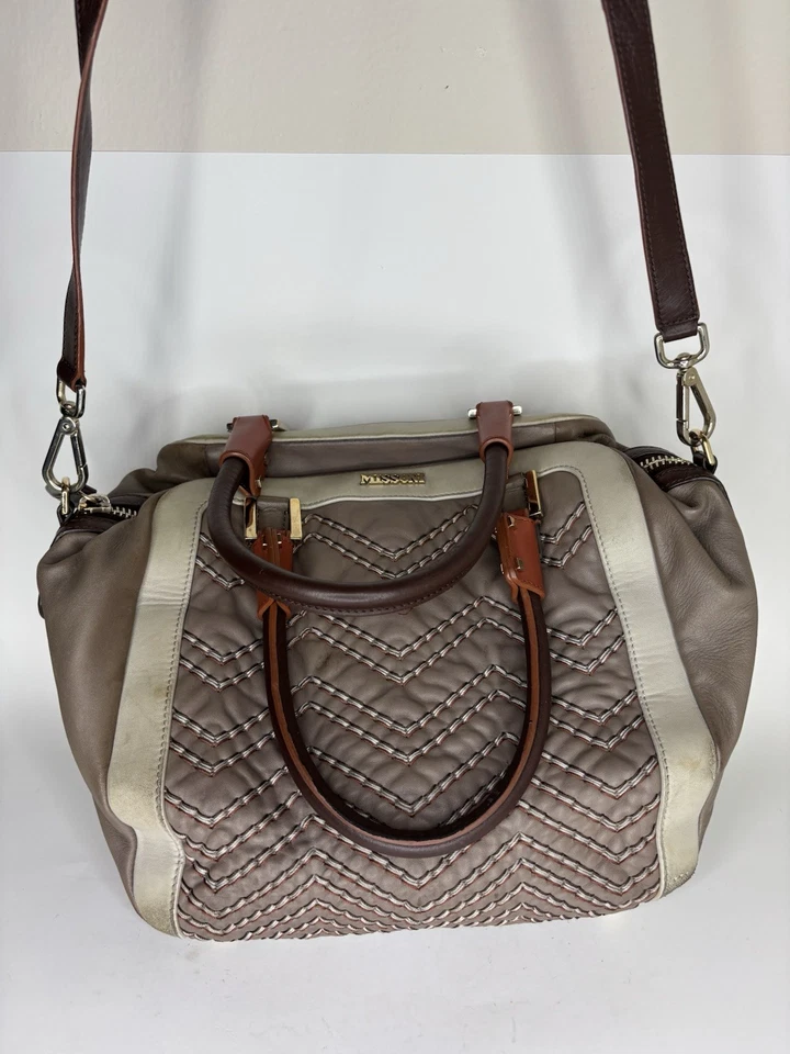 Bolso Bandolera Missoni Cuero Marrón Gris Cartera Foto 3 de 4