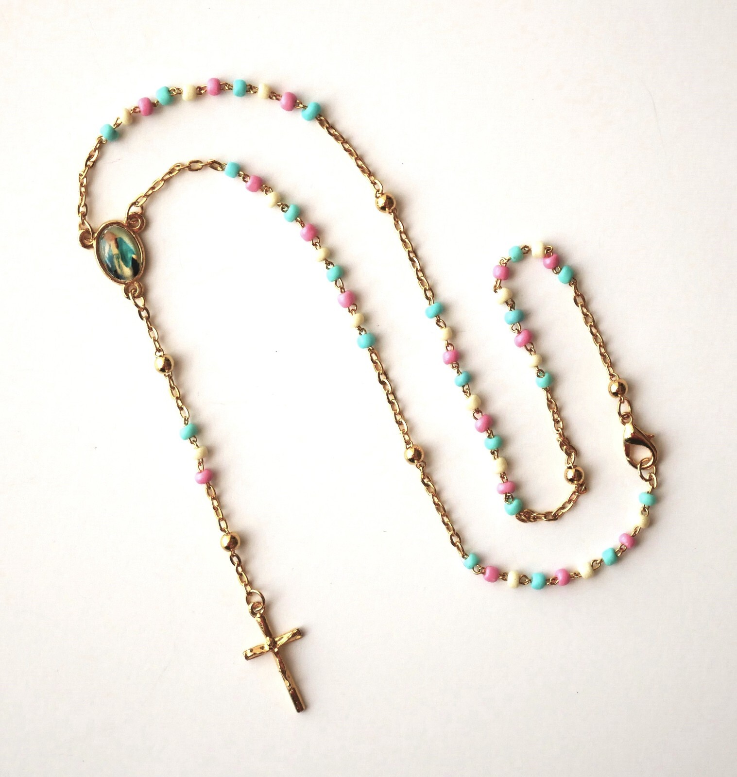Multicolor Beaded Miraculous Pocket Rosary for Prayer and Devotion