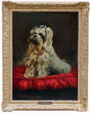 Portrait of Shih Tzu dog by Leda Givernaud ( French-American, active 19 century)